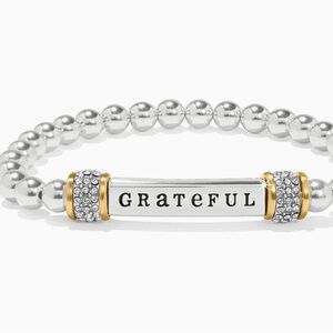 Brighton Silver and Gold Beaded Bracelet with 'Grateful' Charm
